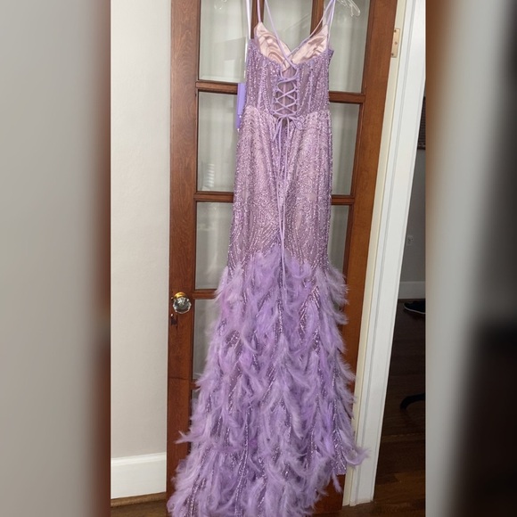 SOLD OUT ❌Unique lavender light purple sparkly mermaid prom dress or formal gown - Picture 3 of 3
